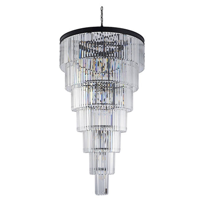 34-Light 7-Tier Black Chandelier With Clear Crystals