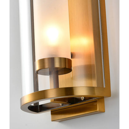 1-Light Antique Brass Metal Wall Sconce With A Clear Glass Shade