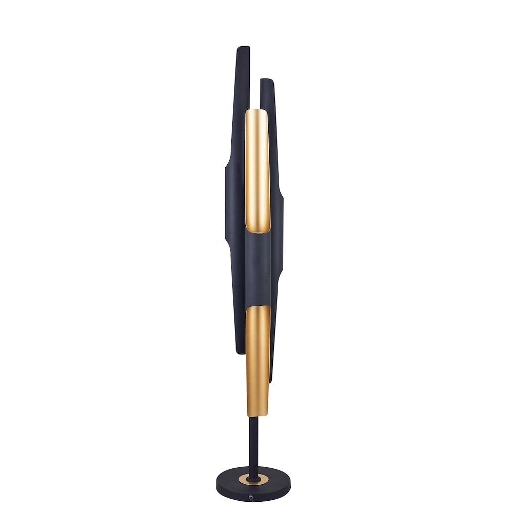 6-Light Matte Black Floor Lamp With Gold Interior