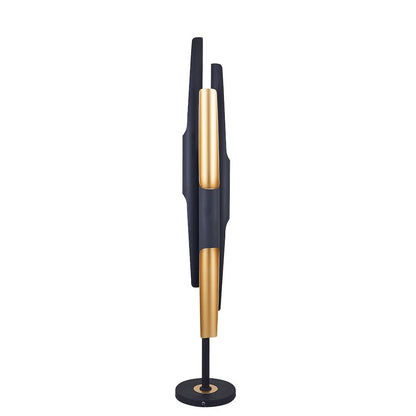 6-Light Matte Black Floor Lamp With Gold Interior
