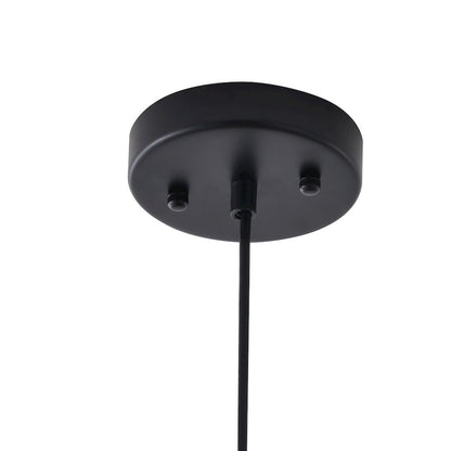 1-Light Black Single Pendant With A Silver Glass Shade