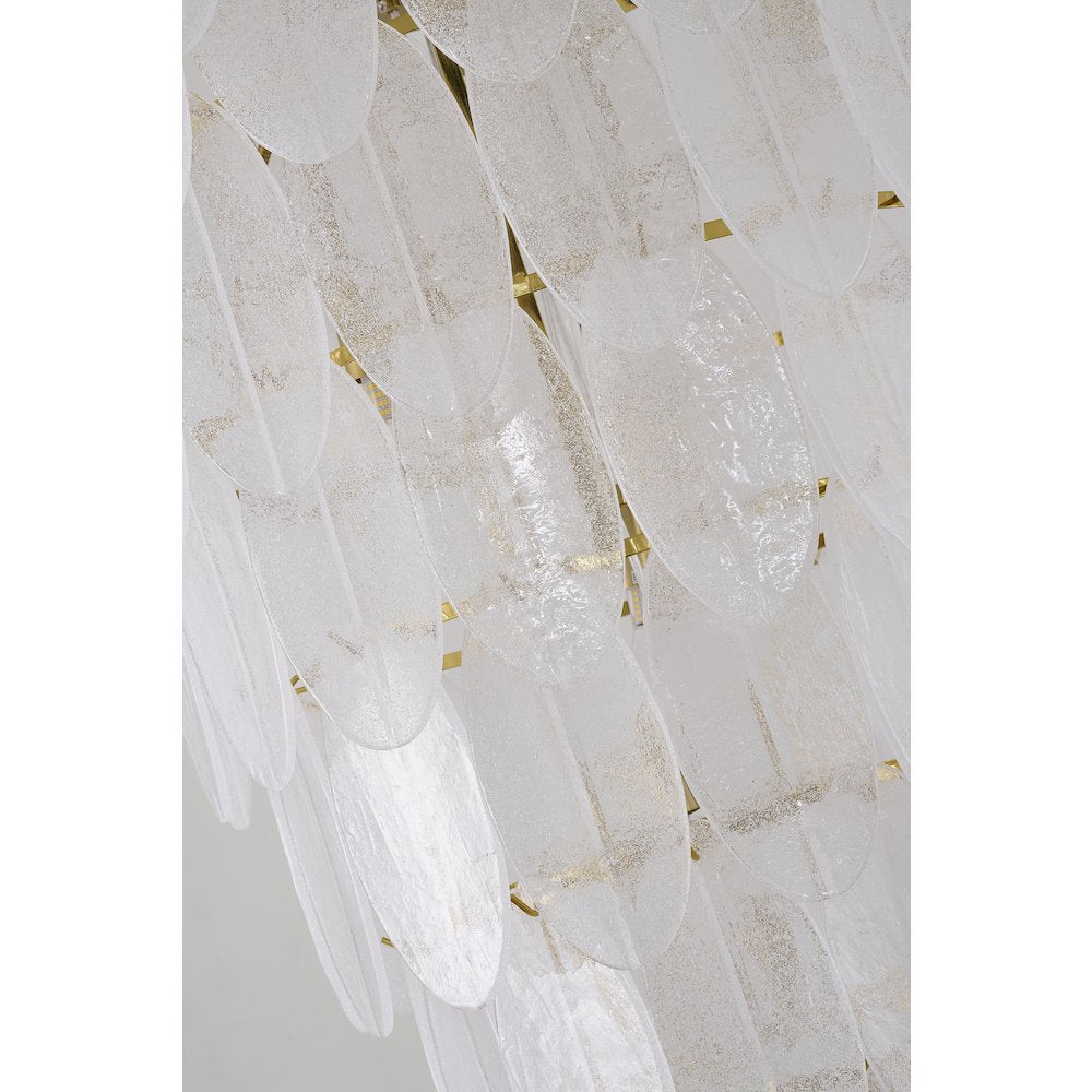 12-Light Brass Chandelier With Frosted Glass