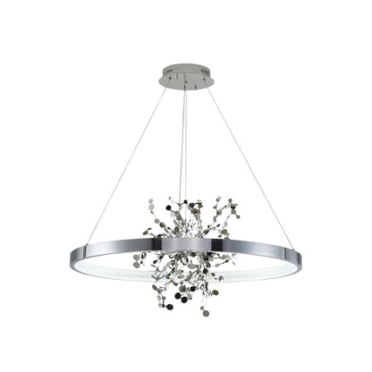 1-Light Chrome LED Chandelier With Chrome Aluminum Confetti Interior