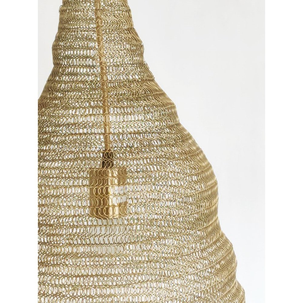 1-Light Gold Pendant With A Chain Basket Shade