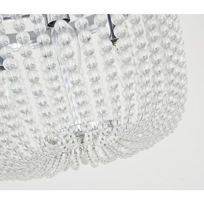 3-Light Chrome Semi Flush Mount With Clear Glass Beads