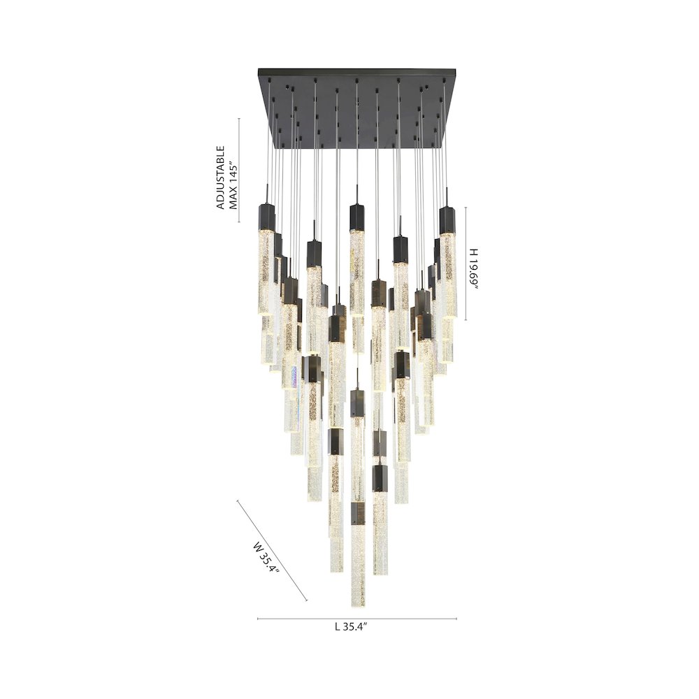 41-Light Black Chandelier With Clear Bubble Crystals