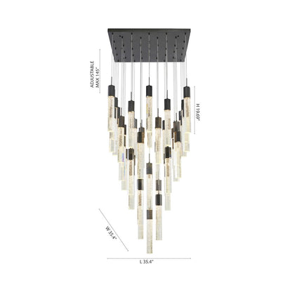 41-Light Black Chandelier With Clear Bubble Crystals