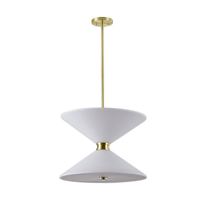 8-Light Satin Brass Pendant Lighting With White Frosted Glass Shades