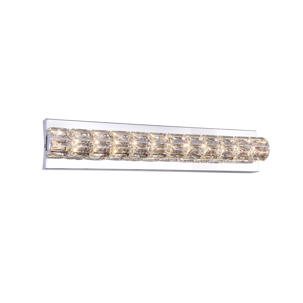 1-Light Chrome Wall Sconce With Clear Crystal Accents