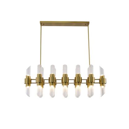 20-Light Satin Brass Iron Chandelier With Clear Glass Shades