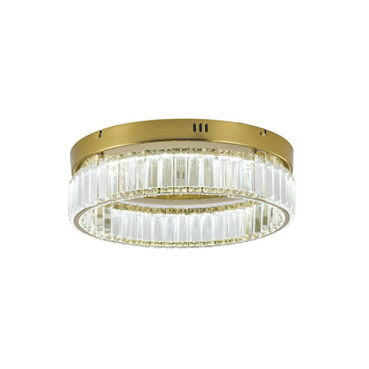 1-Light Brass Dimmable LED Flush Mount With Clear Crystals