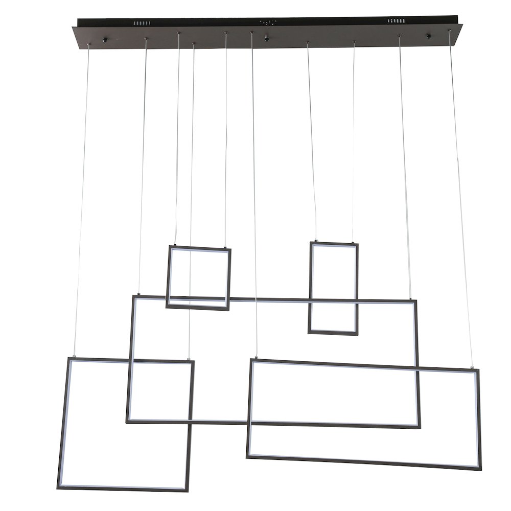 5-Light Satin Coffee Dimmable LED Chandelier With LED Boxes