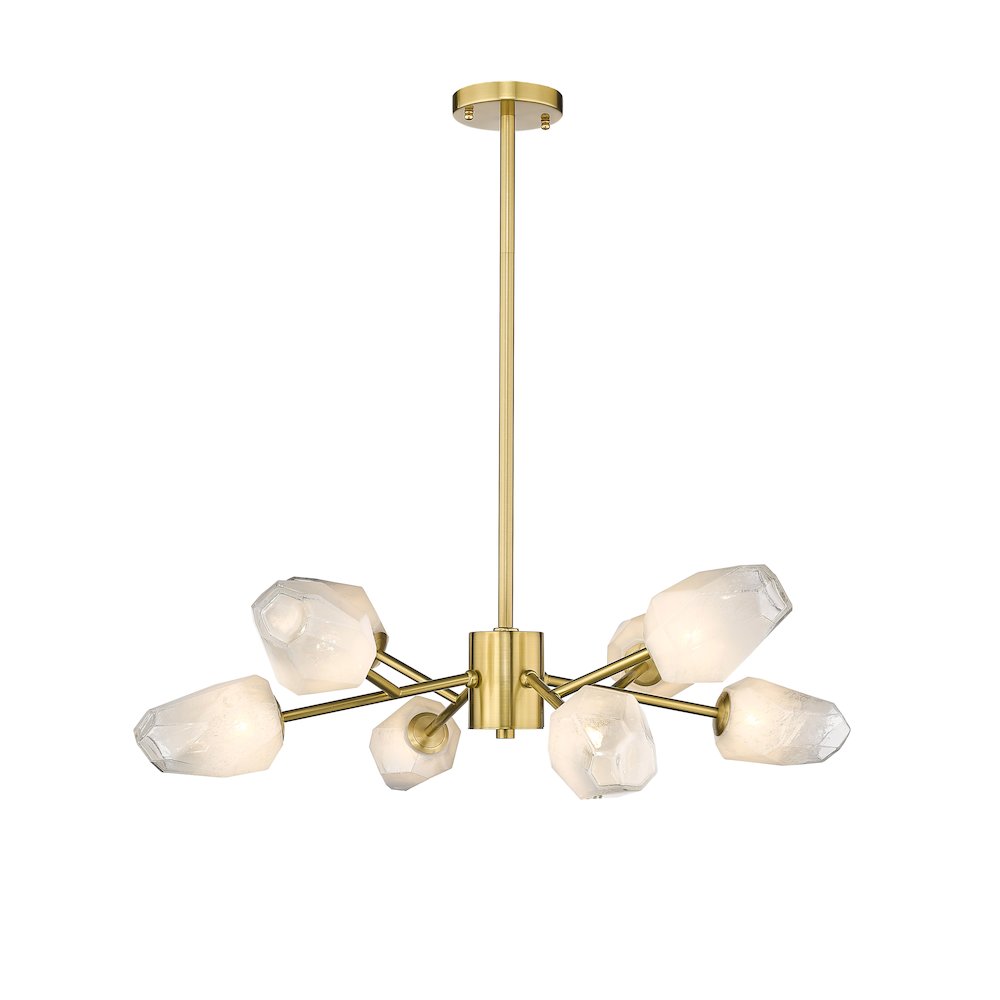 8-Light Gold Chandelier With White Glass Shades