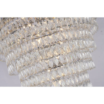 30-Light Chrome Chandelier With Clear Crystals