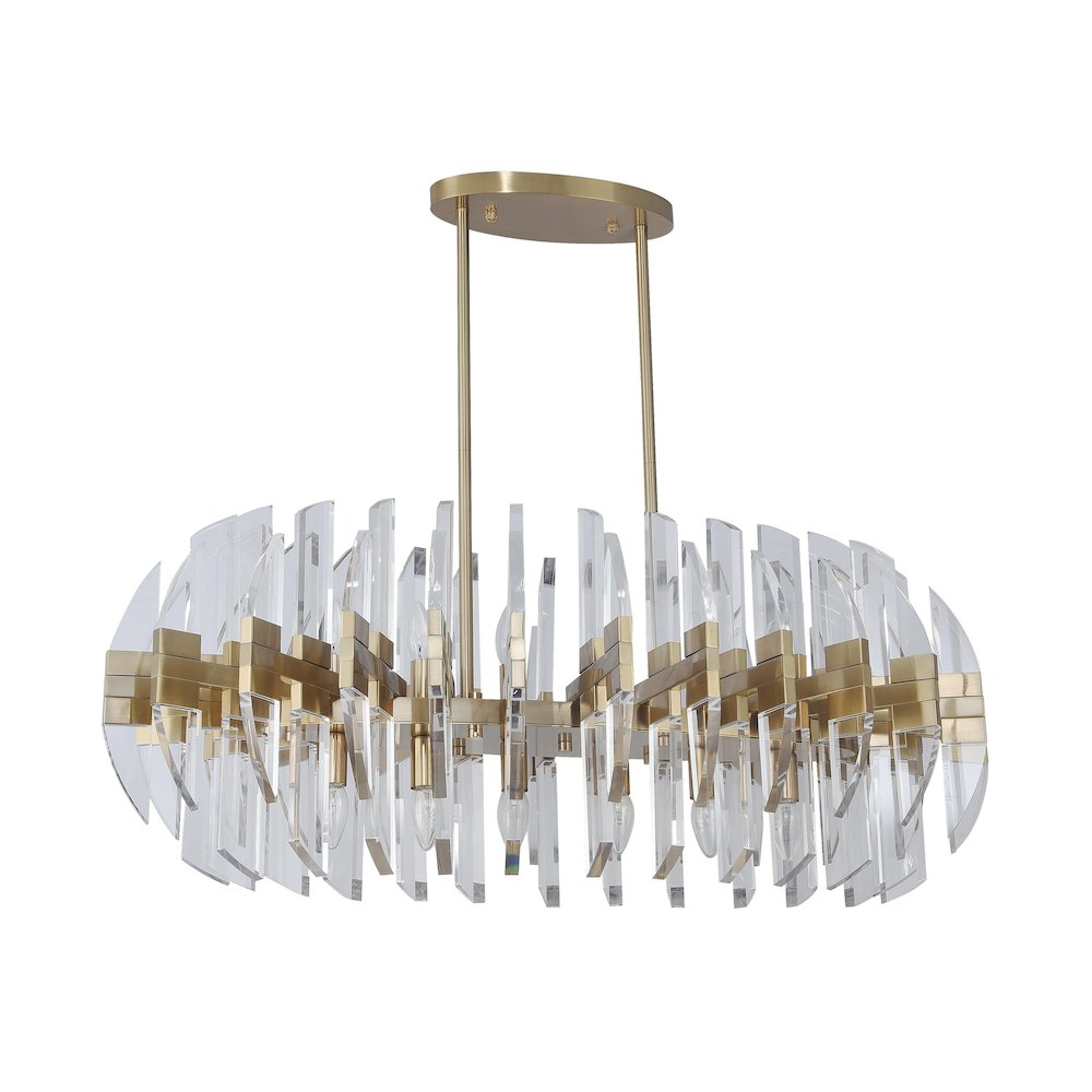 12-Light Copper ORB Chandelier With Clear Acrylic Arms