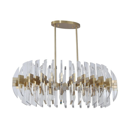 12-Light Copper ORB Chandelier With Clear Acrylic Arms