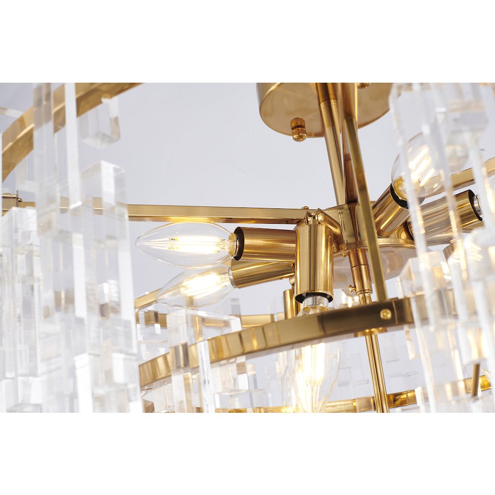 10-Light Antique Bronze Chandelier With Clear Acrylic Links
