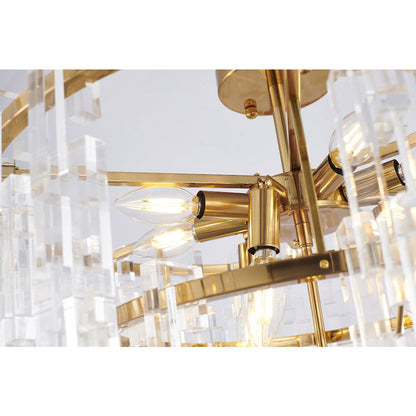 10-Light Antique Bronze Chandelier With Clear Acrylic Links