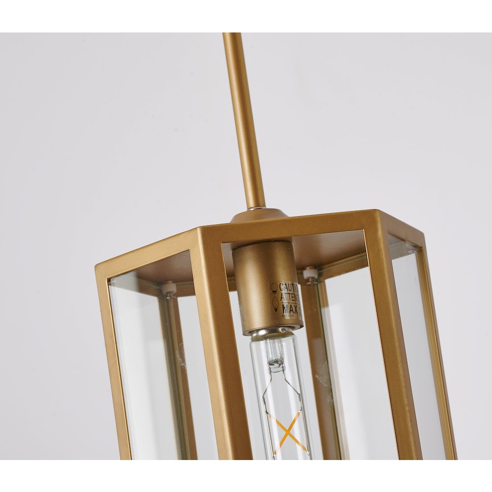 1-Light Brass Outdoor Pendant With A Clear Glass Shade