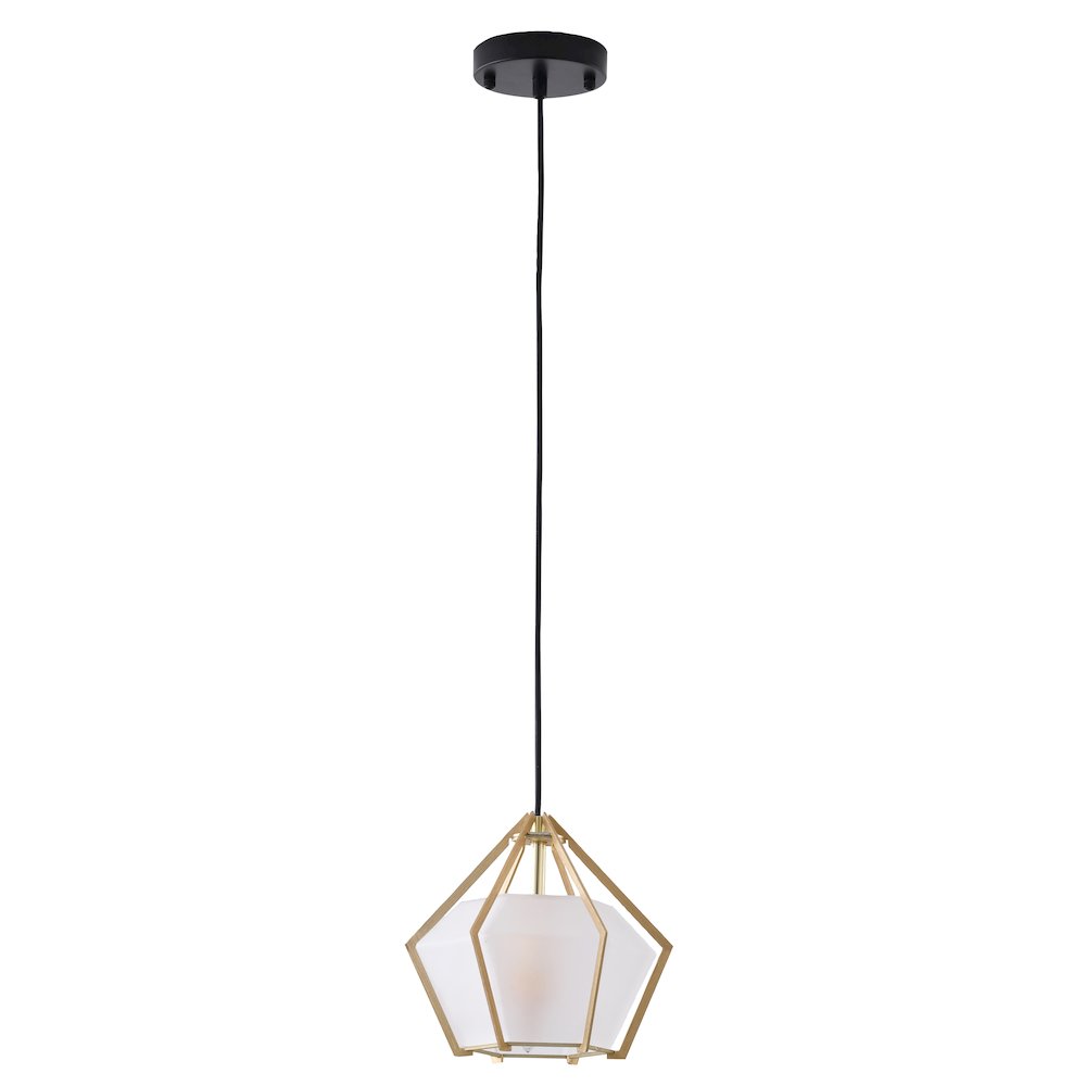 1-Light Gold Aluminum Single Pendant With Frosted Glass