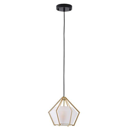 1-Light Gold Aluminum Single Pendant With Frosted Glass