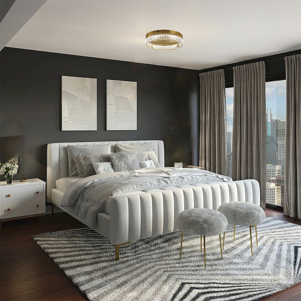 1-Light Brass Dimmable LED Flush Mount With Clear Crystals