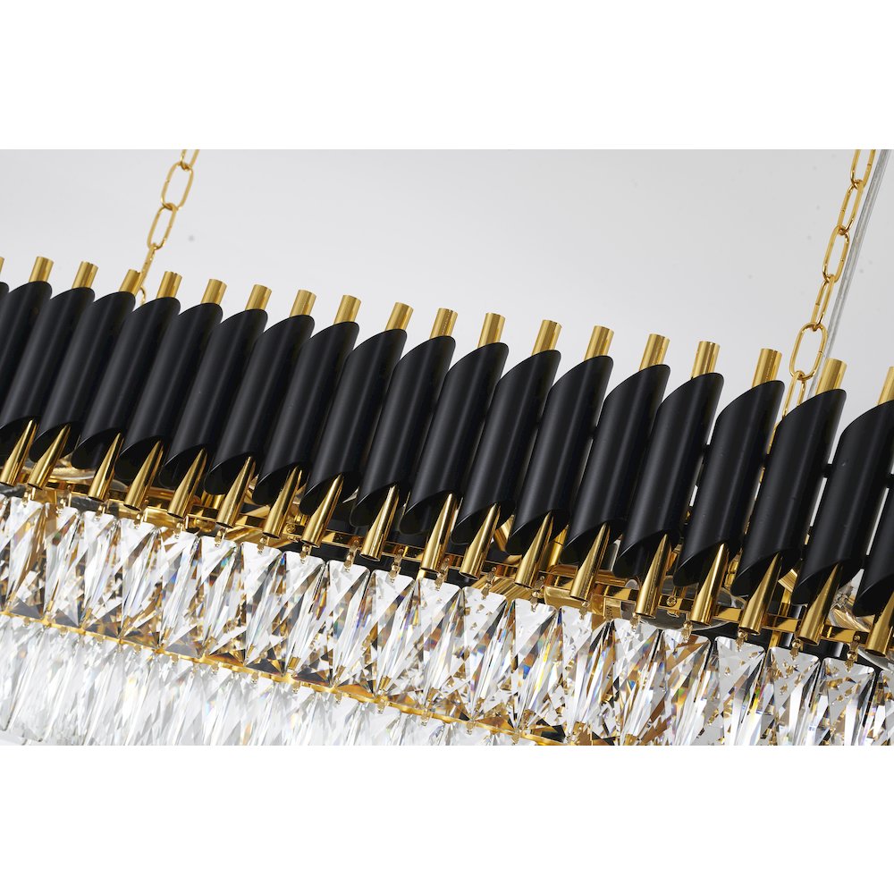 12-Light black and gold chandelier with clear hanging crystal