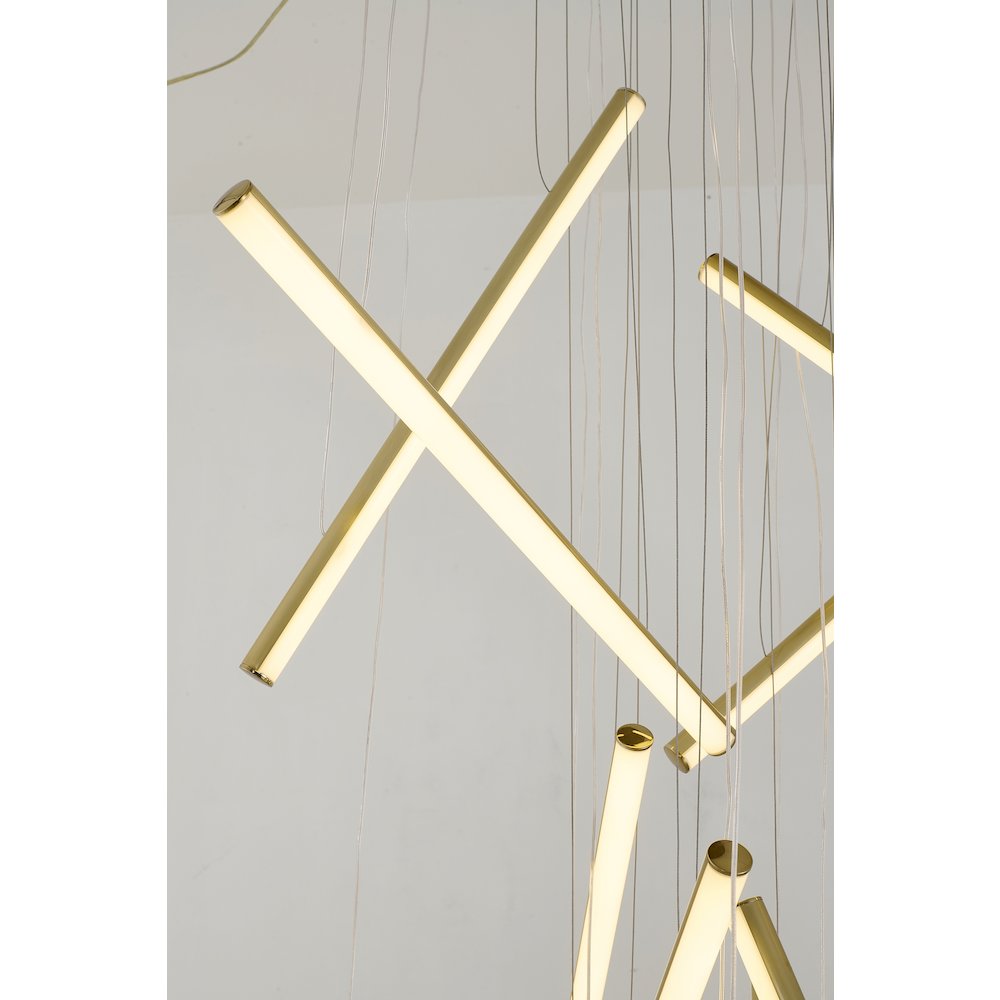 12-Light Brass Metal LED Chandelier With White Acrylic Diffusers
