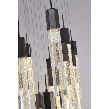 41-Light Black Chandelier With Clear Bubble Crystals