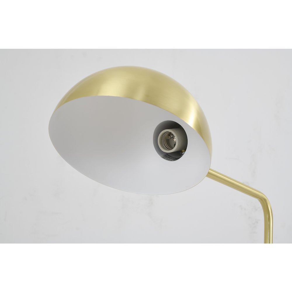 1-Light Satin Brass Metal Floor Lamp With A Metal Shade