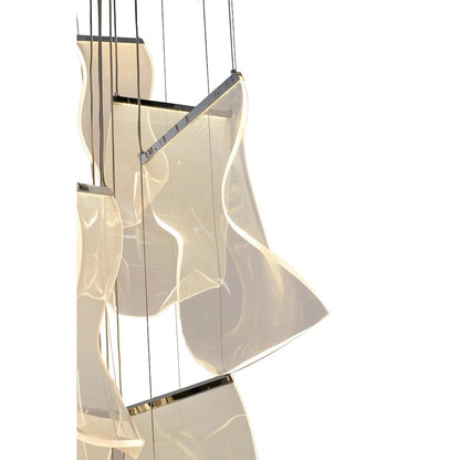 8-Light Chrome Chandelier With Acrylic Crumbled Sheet Pendants