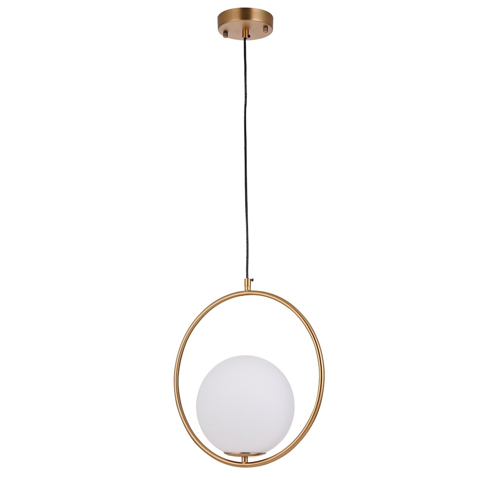 1-Light Gold Pendant With A Milk White Glass Shade