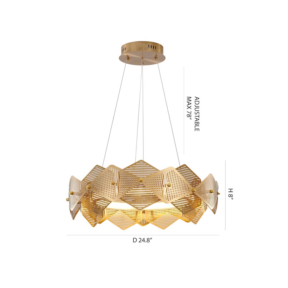 1-Light Brass Halo Ring Chandelier With Acrylic Diffusers