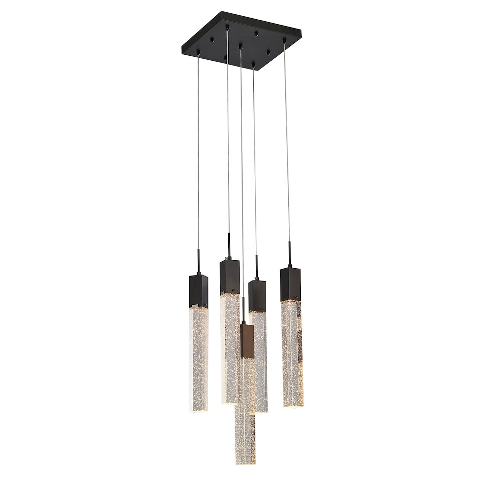 5-Light Matte Black Chandelier With A Clear Bubble Crystal