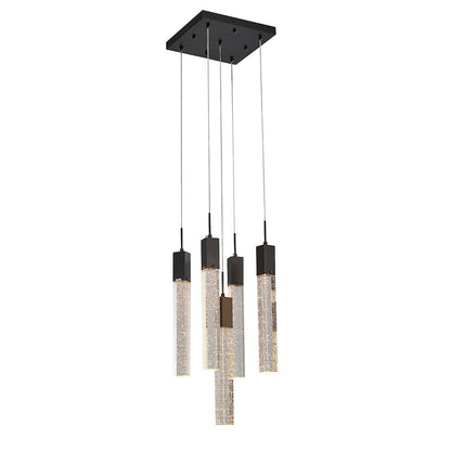 5-Light Matte Black Chandelier With A Clear Bubble Crystal