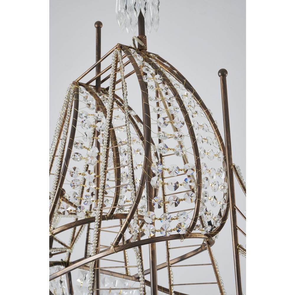 4-Light Golden Bronze Iron Chandelier With Clear Crystals