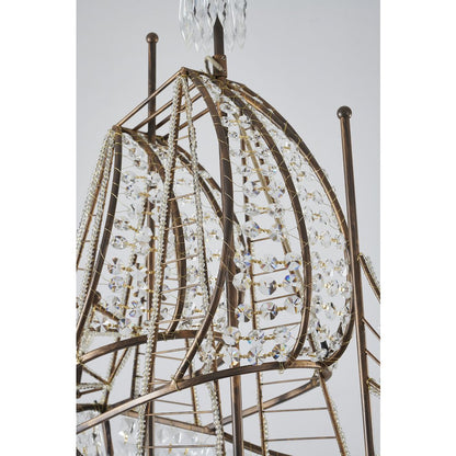 4-Light Golden Bronze Iron Chandelier With Clear Crystals