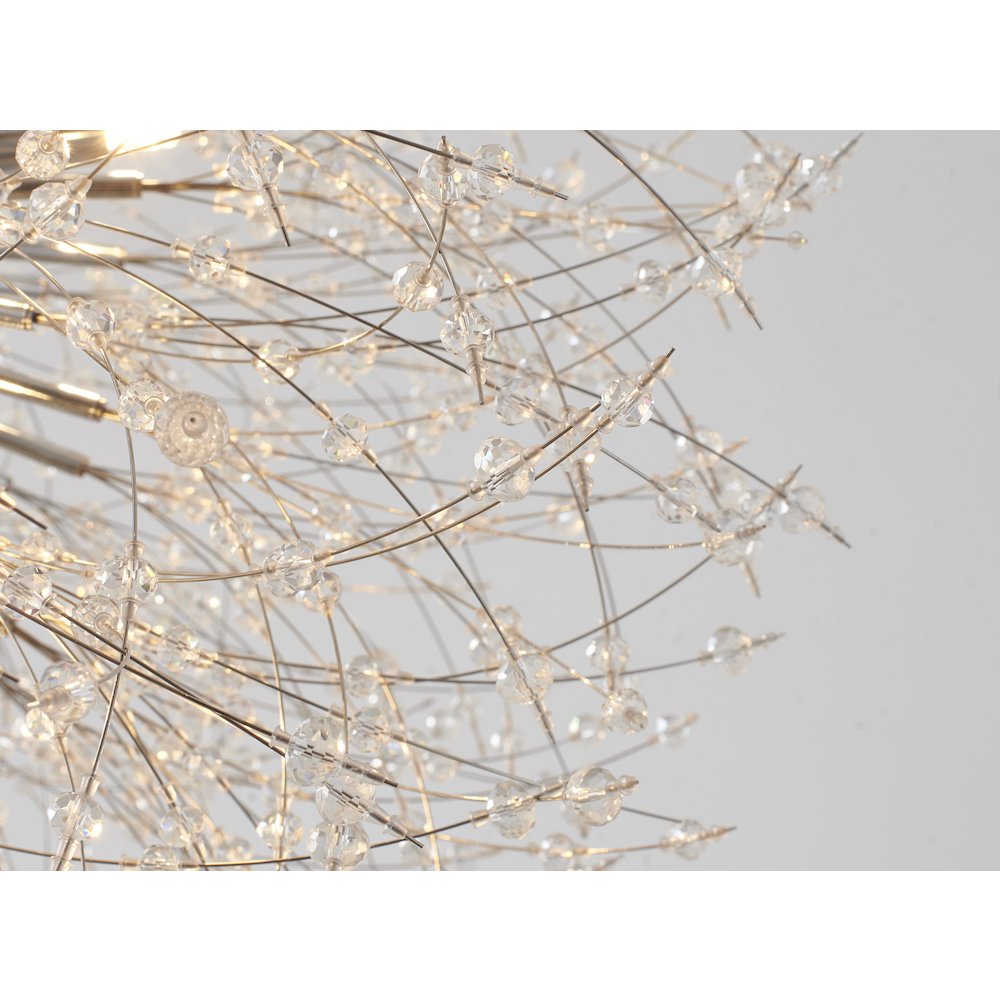 16-Light Chrome Stainless Steel Chandelier With Clear Crystal Accents