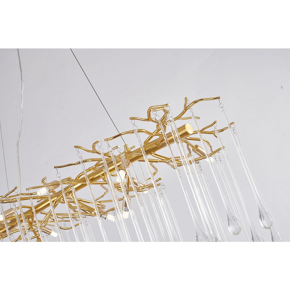 12-Light Gold Aluminum Chandelier With Clear Glass Drops