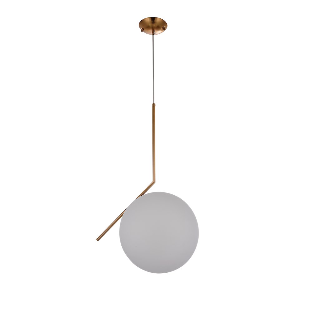 1-Light Brass Iron Single Pendant With A Milk White Glass Shade