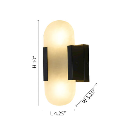 2-Light Satin Black Metal LED Wall Sconce With A Alabaster Shade