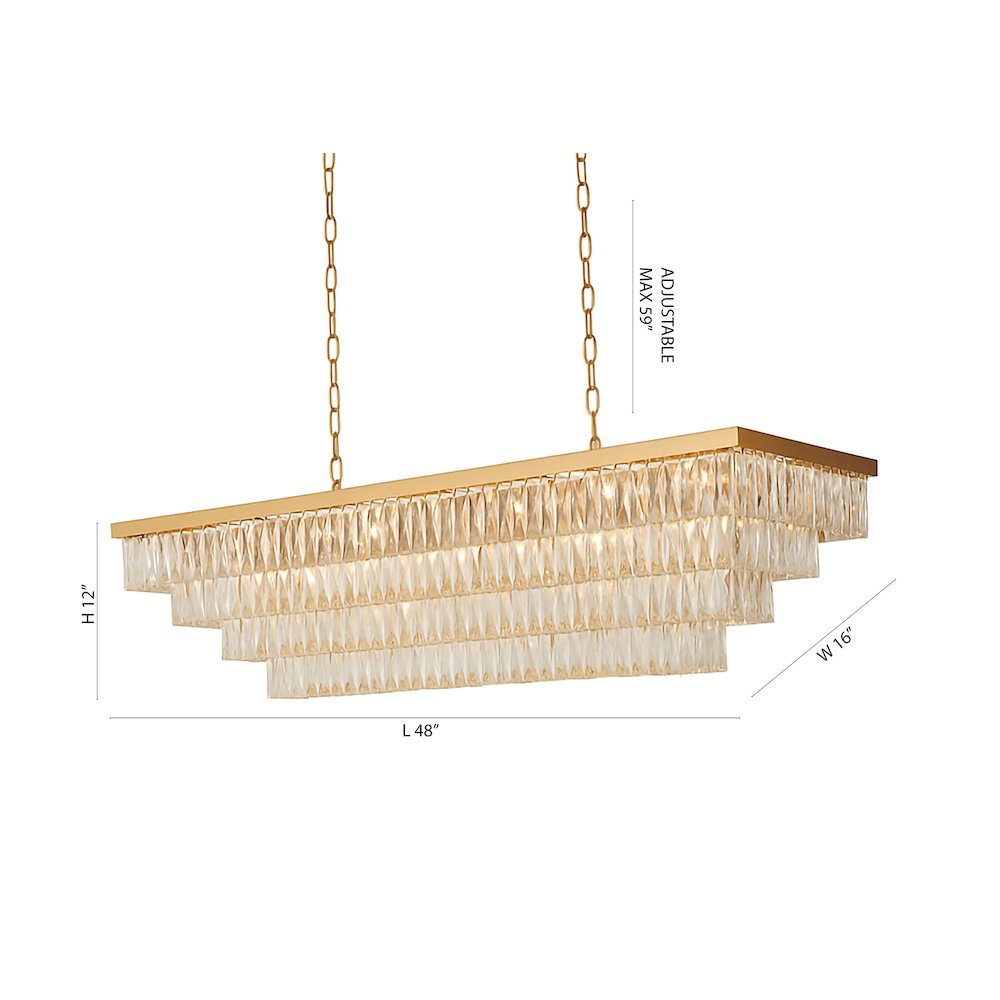17-Light 4-Tier Gold Chandelier With Clear Crystals