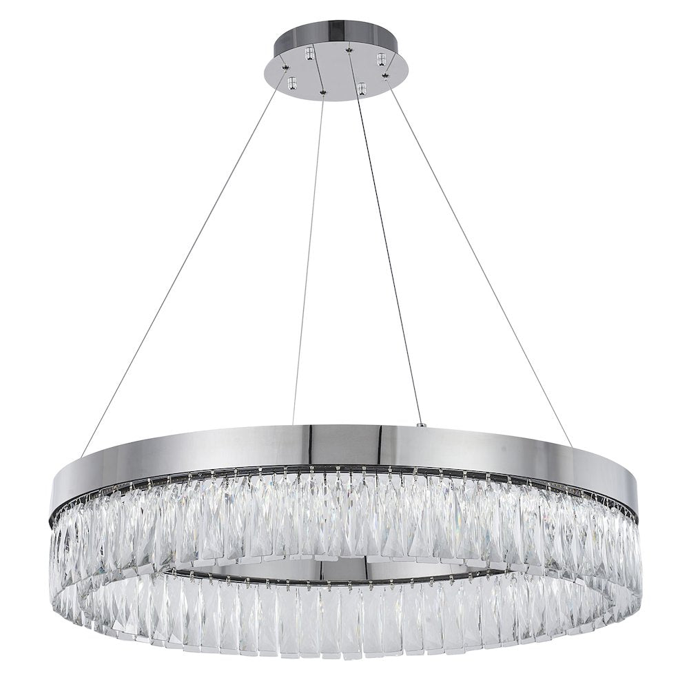 1-Light Chrome LED Chandelier With Clear Crystal Accents
