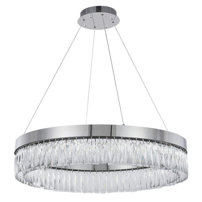 1-Light Chrome LED Chandelier With Clear Crystal Accents