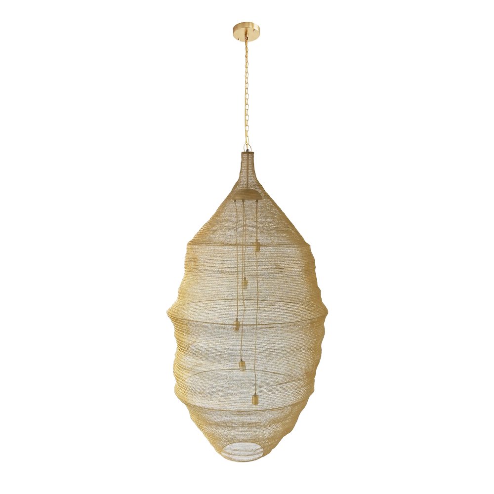 1-Light Gold Chandelier With A Chain Basket Shade