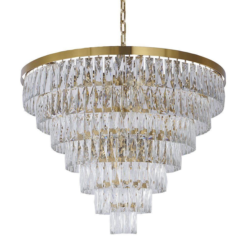 27-Light Gold Chandelier With Clear Crystals