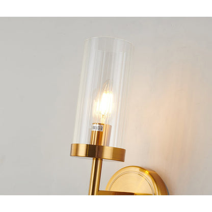 1-Light Antique Brass Metal Wall Sconce With A Clear Glass Shade