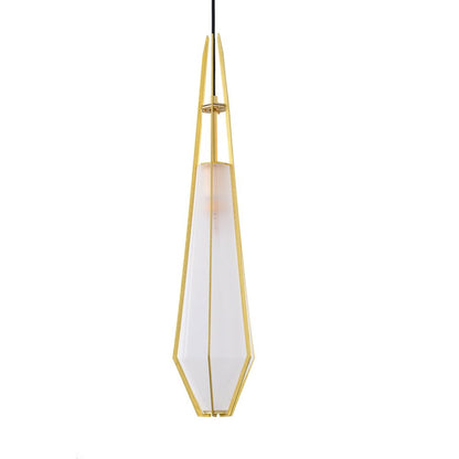 1-Light Gold Aluminum Single Pendant With Frosted Glass