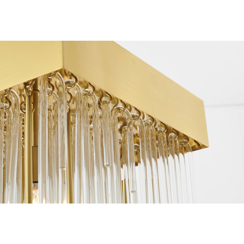 14-Light Satin Brass Chandelier With Clear Looped Glass