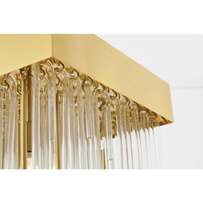14-Light Satin Brass Chandelier With Clear Looped Glass